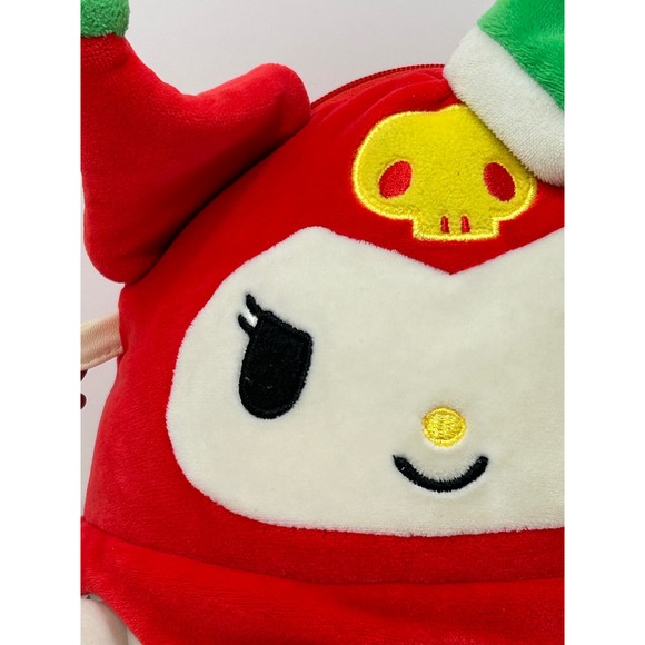 Kuromi Skull Santa Hat Plush Crossbody Bag Kawaii Sanrio Holiday Accessory - Picture 3 of 14